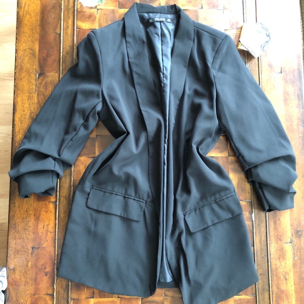 Zara black silk casual blazer M/L new without tags